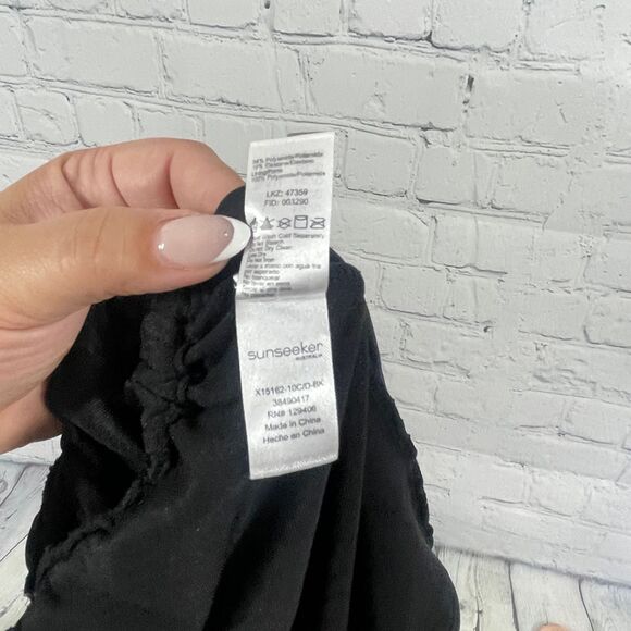 Sunseeker One Piece Swimingsuit Women Black V Neck Halter Embroidered Preppy - Picture 16 of 16